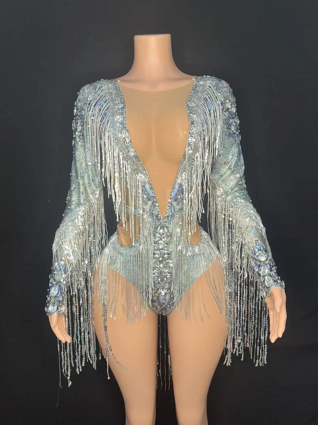 

Silver Singer Tzitzit Sparkly Dancers Dids Club Dress for Birthday Party Show Tour Interaction X005