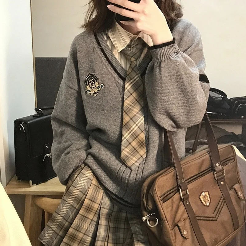 Deeptown Vintage Preppy Vrouwen Gebreide Trui Japanse Stijl Kawaii Leuke Tops Oversized Girly Vrouwelijke Koreaanse Mode Truien JK