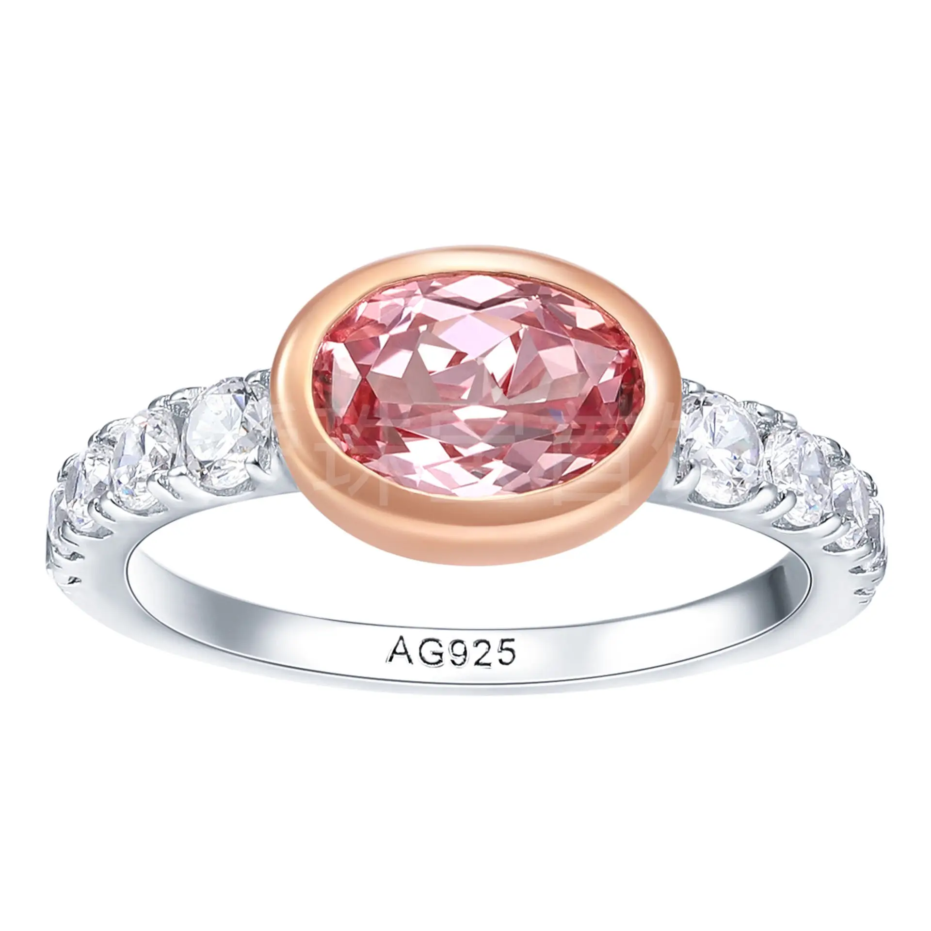 Europe And The United States Popular 925 Silver Bag Inlaid Cultivation Papalacha Diamond Ring 1.5 Carats Light Luxury Summer