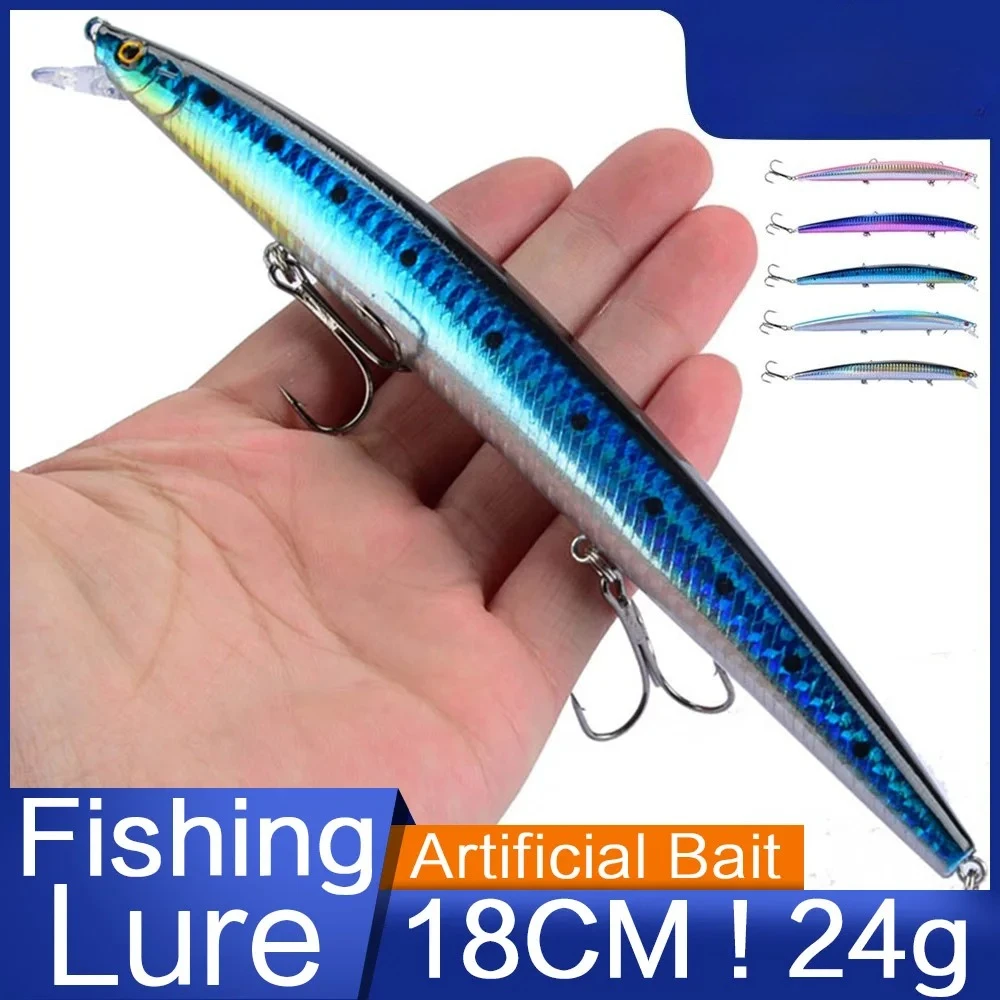 1PC Fishing Lures Fishing Hard Bait Crankbaits Isca Artificial Pesca Sea Wobbler Swimming Baits Big Laser Minnow 18cm/24g