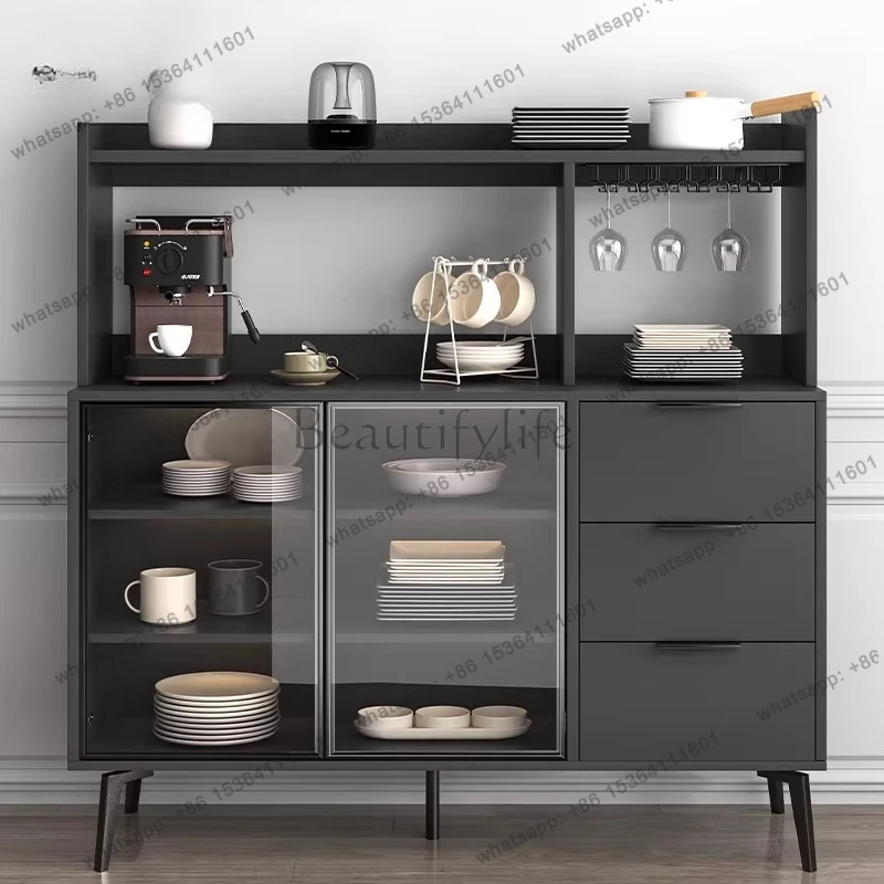Side cabinet Modern simple light luxury wine integrated against the wall Nordic rock slab locker Multifunctional