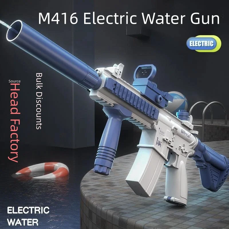 Hot-Selling M416 Electric Water Gun, Rechargeable High-Speed Continuous Water Spray Toy, Long-Range Water Play Toy, Suitable for Summer Swimming Pools, Parties, Beach Activities, Birthdays, Travel Souvenirs, Graduations, Party Gatherings, Christmas, Valentine's Day, Spring Festival, Father's Day, Mother's Day, Teacher's Day, New Year's Day, Qixi Festival, Halloween, Easter, National Day, Children's Day, Suitable as Toy Gifts for Boys and Girls