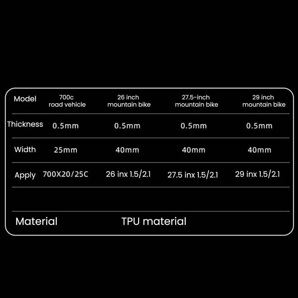 

Tpu Tire Liner 2pcs Bicycle Tire Liner Anti-puncture Tape Mtb Mountain Road Bike Rim Protector Strip 700c 26 27.5 29-inch Tube
