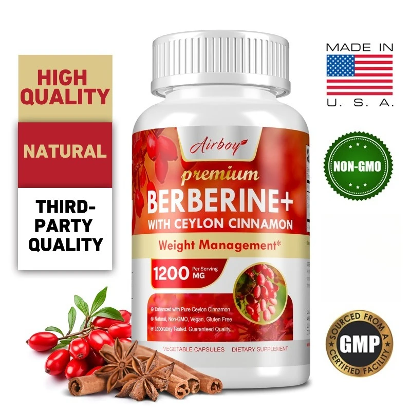 

Berberine with Ceylon Cinnamon - Balances Blood Sugar, Glucose Metabolism, Support Brain Function, Heart & Cardiovascular Health