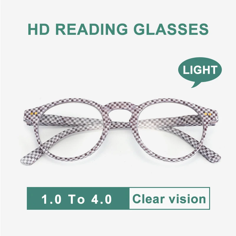 Checkered Reading Glasses PC Material Frame Resin Reading Glasses Anti Radiation Presbyopia Glasses Reading Glasses Women