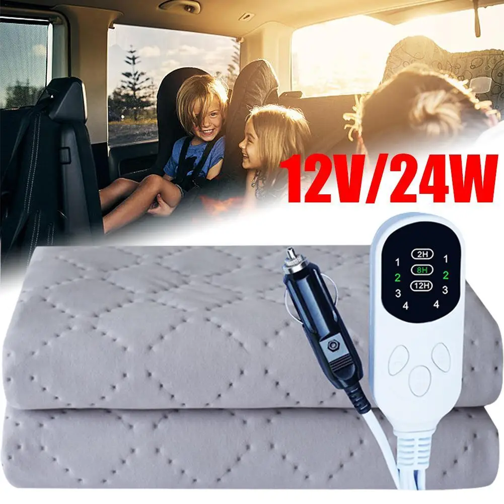 12V Electric Blanket Plush Thicker Heater Heated Mattress Thermostat For Caravan Camper Van SUVs Trucks