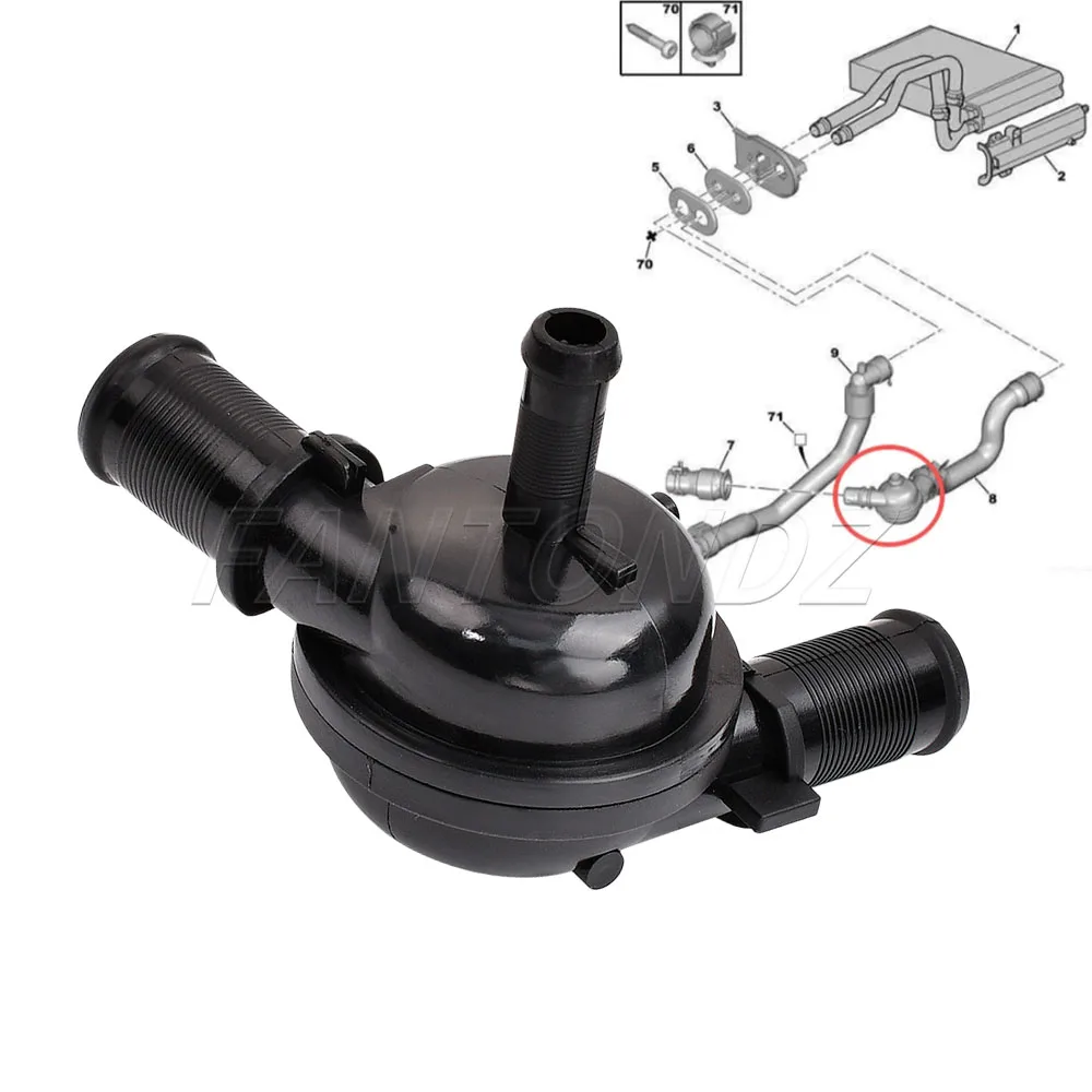 Heizwasserrohr Dreiwege-Heizwasserrohrverbindung 6466Y1 für Peugeot 407 607 Citroen C5 C6 3.0 Zubehör – Detail 1