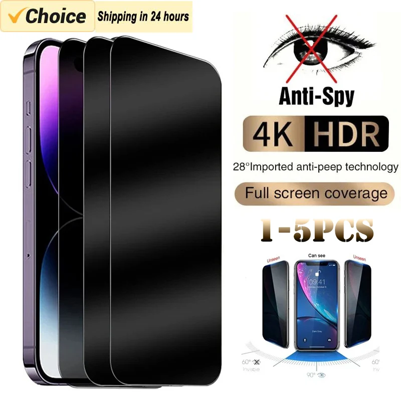 

1-5PCS Anti-Spy Screen Protectors for IPhone 15 14 13 12 11 PRO MAX Privacy HD Film for IPhone XS XR 7 8 Plus SE Tempered Glass