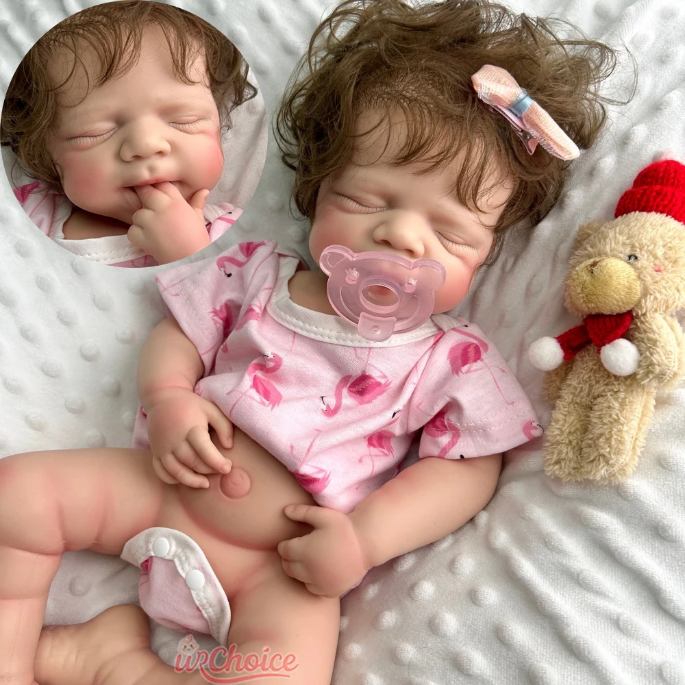 

19Inch Cuddly Silicone Reborn Baby Girl Pascale with Implanted Hair Realistic Details Visible Veins Doll for Kids Toy Xmas Gift