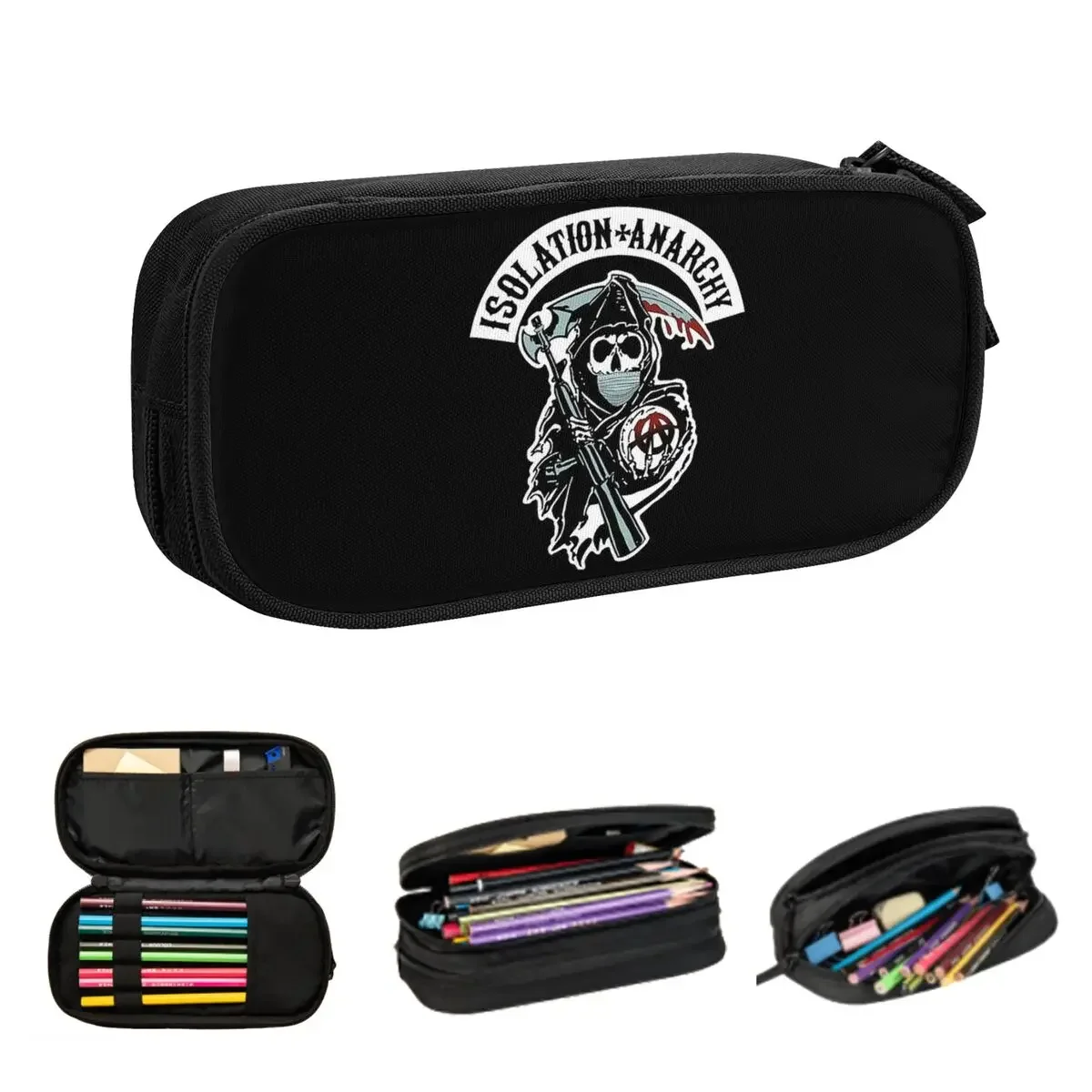 SOA Sons Of Anarchy Pencil Cases Big Capacity Pen Bags Pen Box Pencil Pouch For Boys Girls Students Stationery School Office