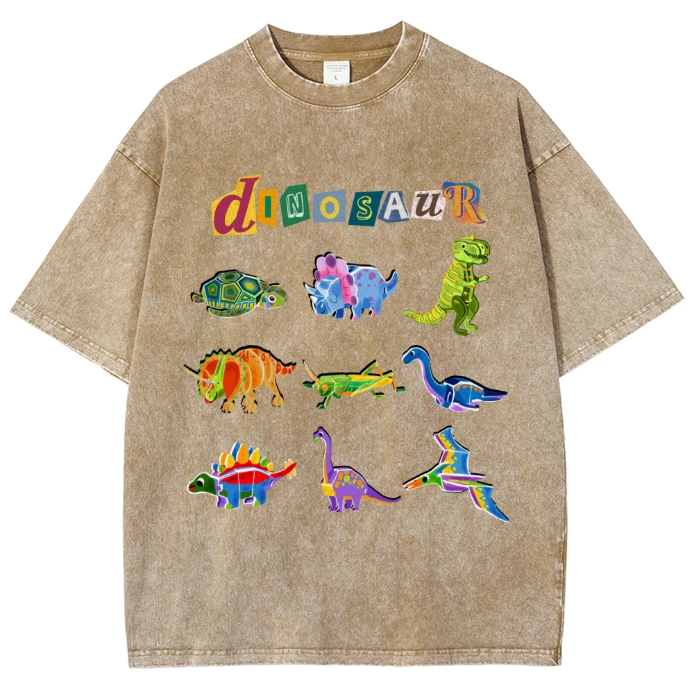Cute Dinosaur Shirt Paleontology Oversized Shirt Vintage Hand Printed Dino Shirt Gifts Women Clothing y2k Tee Streetwear Shirt