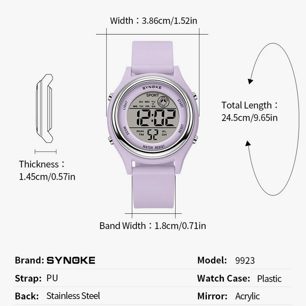 Rond LED-polshorloge, timing, datumweergave, digitale stopwatch, datumwekker, waterdicht lichtgevend elektronisch horloge