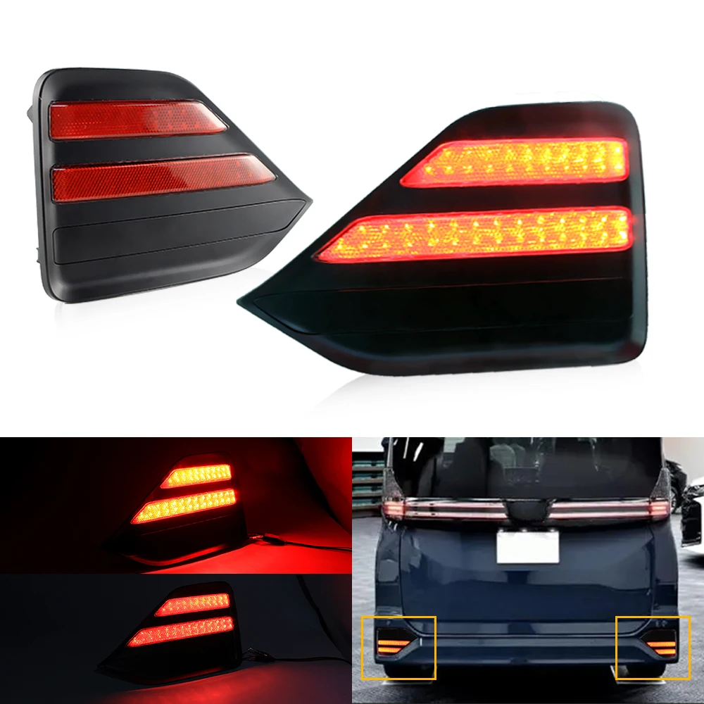 2PCS Canbus No Error LED Rear Bumper Reflector Lights Brake Signal Lamps For Toyota Noah Voxy 90 Series 2022-2023 Car Tail Lamp