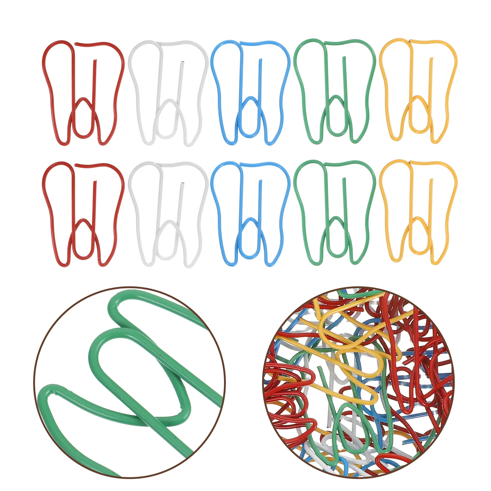 

100Pcs Metal Tooth Shaped Paper Clips Creative Office School Home Document Notes Bookmarks Clips Paper Clip Holder