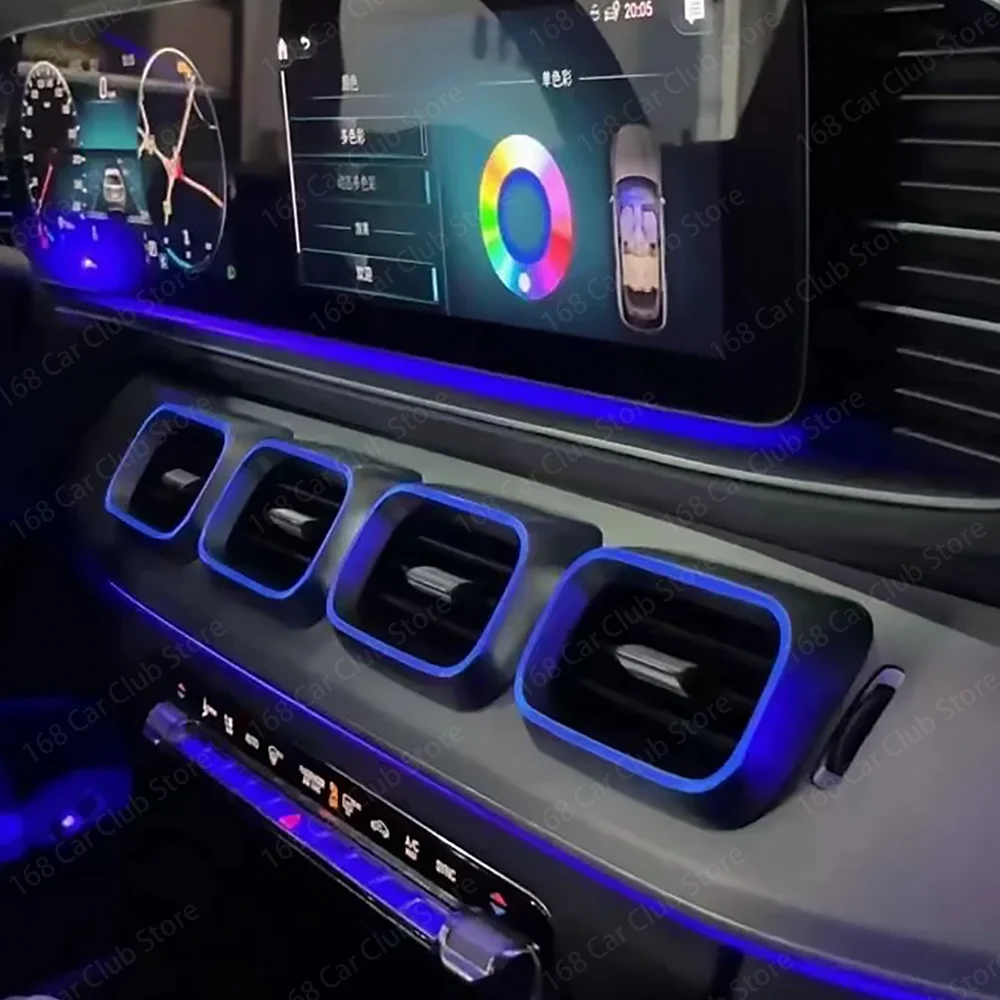 Untuk Mercedes Benz W167 GLE GLS GLE53 GLS63 Coupe Mobil Turbine Air Outlet Nozzle Lampu Dekoratif 64 Warna LED Ventilasi Ambient Light