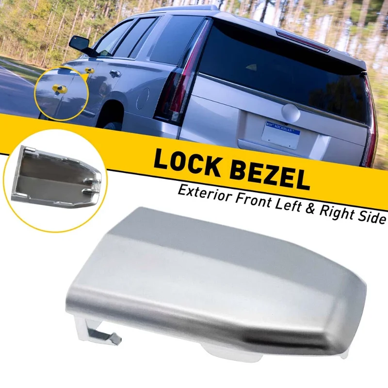 Chrome Front Door Handle Lock Cylinder Cover For 2015-2019 For Cadillac Escalade EOA