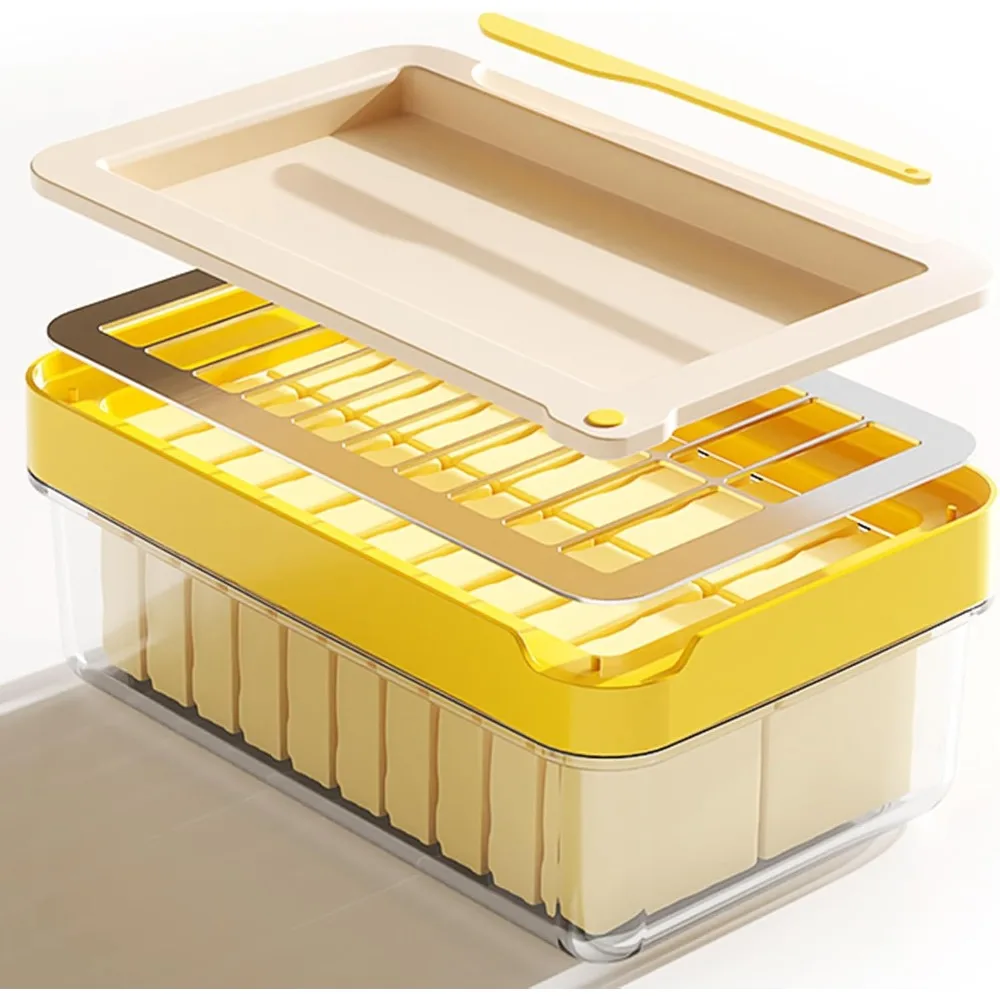 

Butter Cutter Slicer with Lid and Knife for Countertop and Refrigerator, Airtight Butter Keeper Container, Butter Holder for Eas