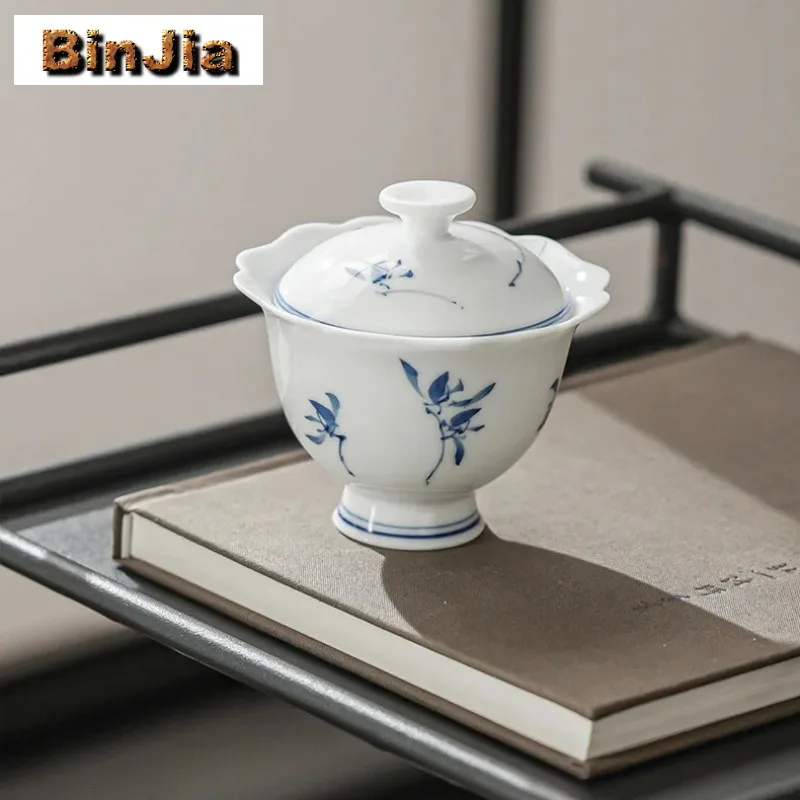 100 مللي رسمت باليد فراشة السحلية غايوان البتلة عالية القدم الشاي تورين صانع غطاء السلطانية الصينية الكونغ فو لوازم اكسسوارات