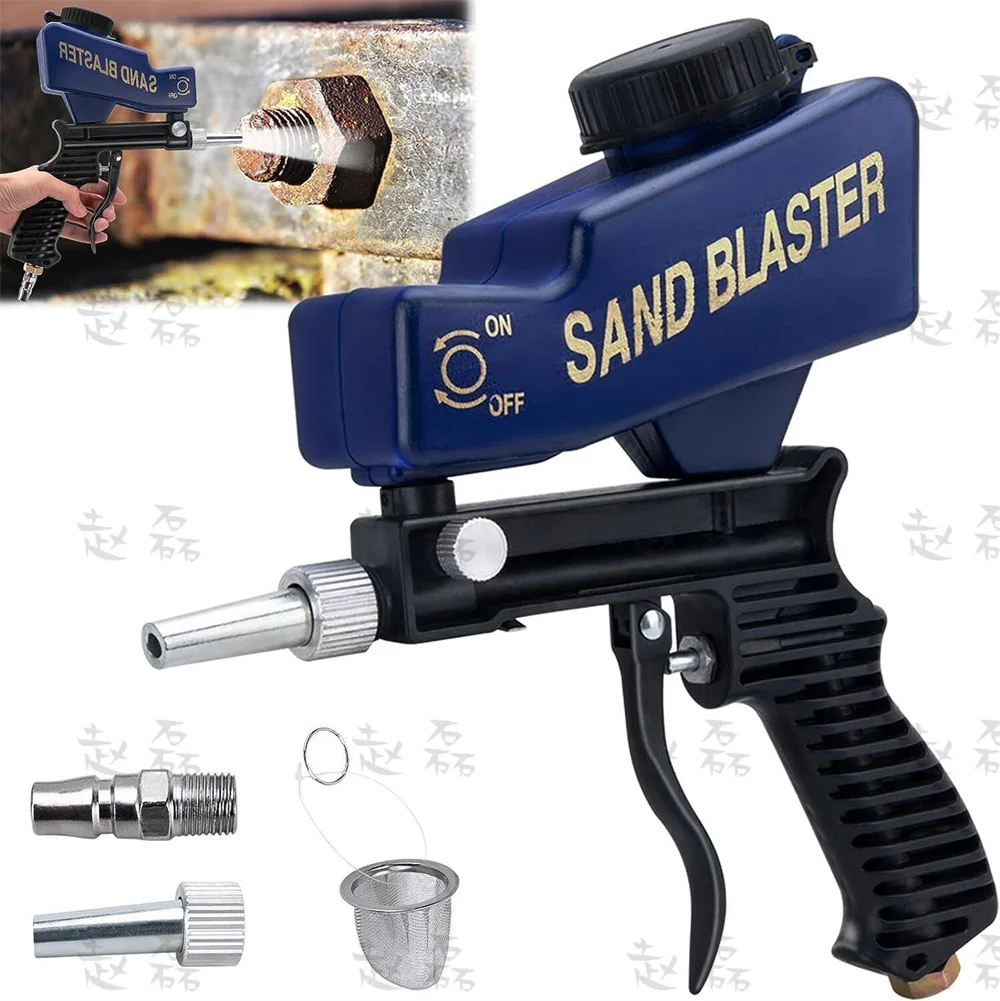 Gravity Sand Blaster Gun Soda Spray Tool Air Compressor Pneumatic Handheld 90psi