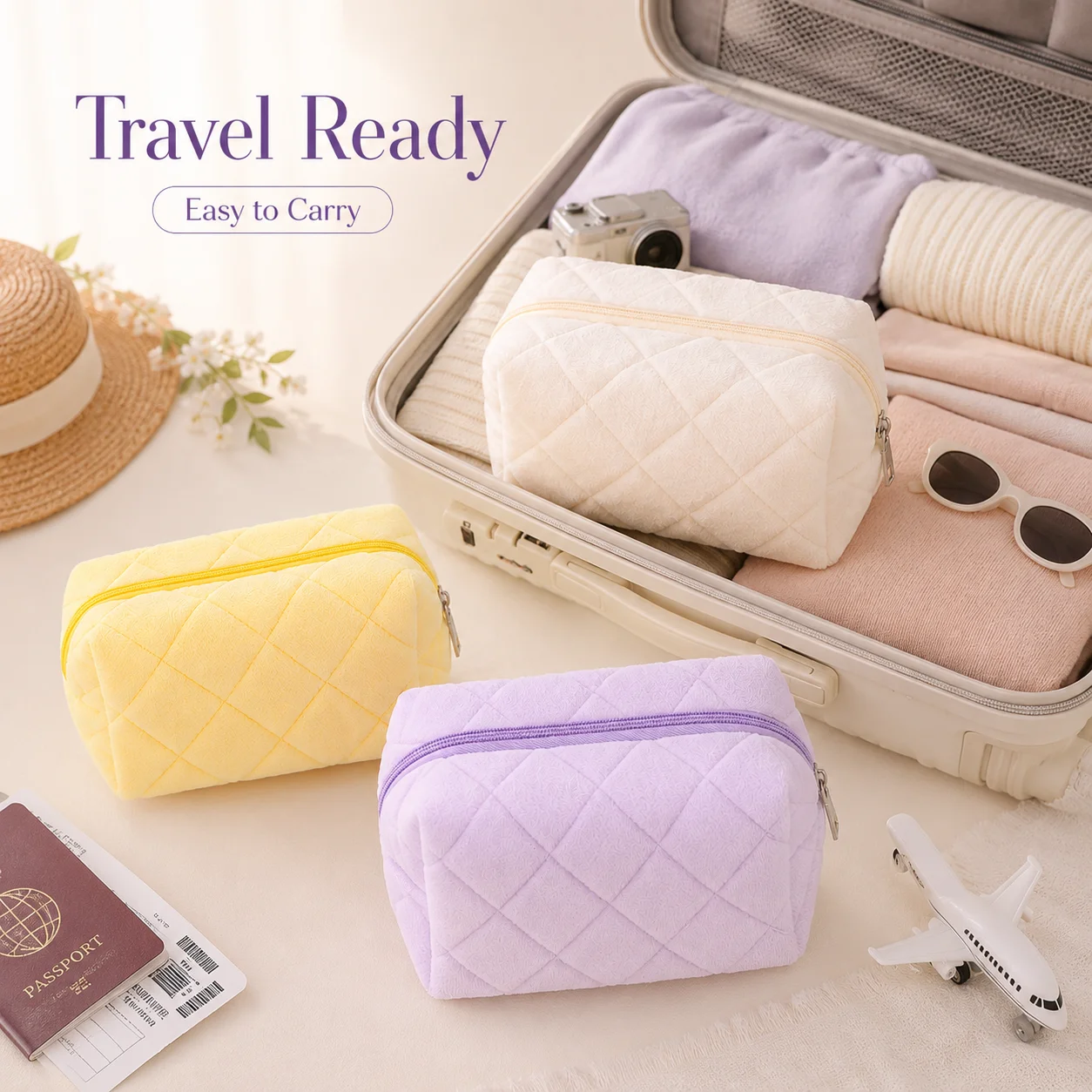 1PC Pillow-Shaped Quilted Pencil Case, Solid Color Stationery Storage Bag, Portable Pencil Case for Students Back-to-School gift