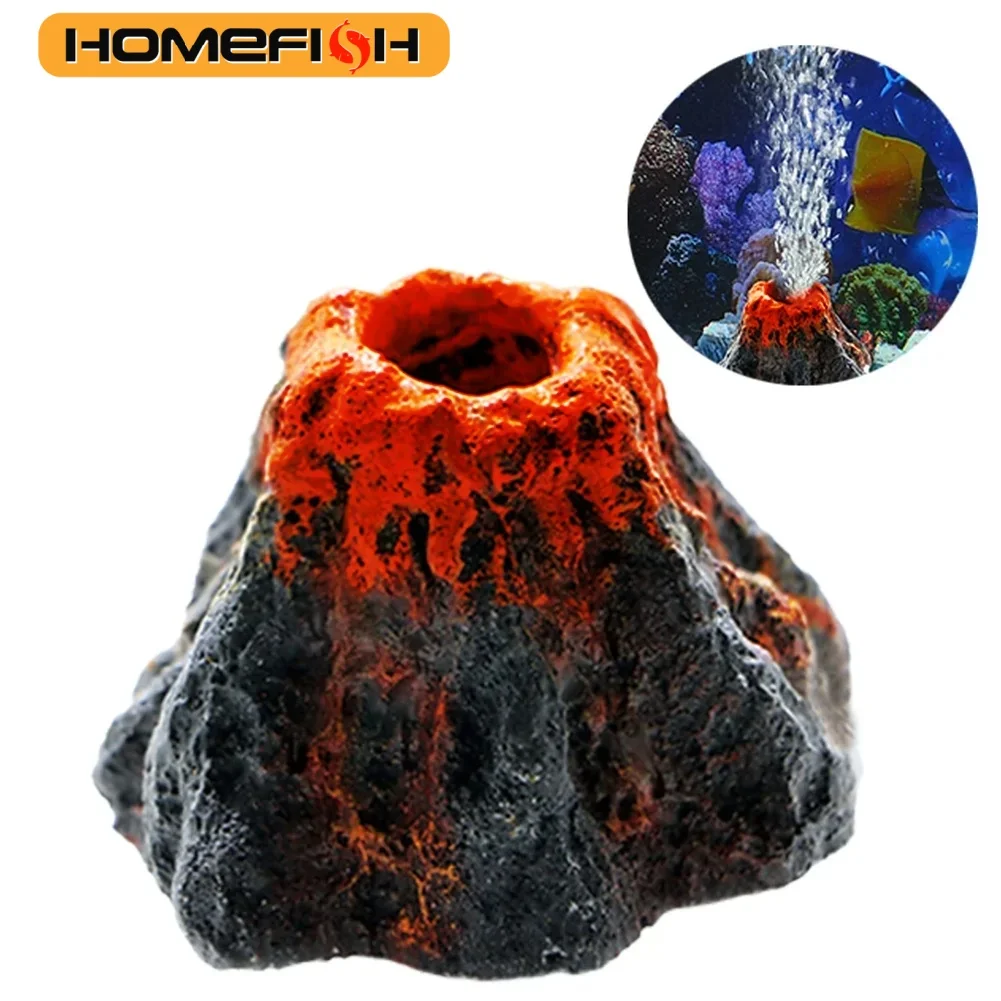 HOMEFISH 1 قطعة خزان الأسماك المناظر الطبيعية محاكاة بركان حوض السمك اكسسوارات الجنينة مهوية لمضخة فقاعة حجر الأكسجين #3