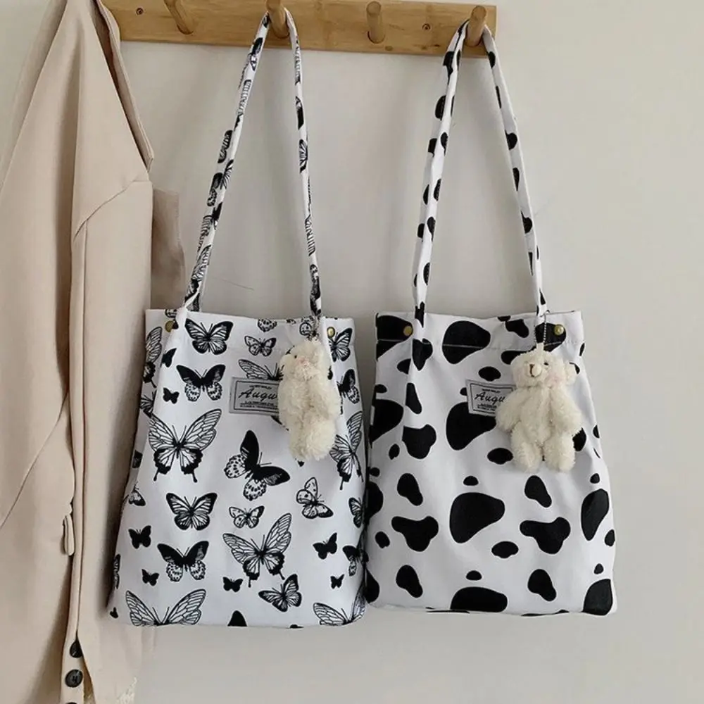 Fashion Leopard Print Casual Tote Bag Cow Pattern Zebra Pattern Print Handbag High-capacity Butterfly Leopard Shoulder Bag Girl