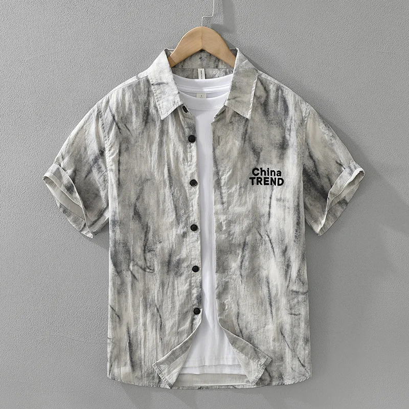 

Chinese Style Retro Short Sleeve Shirts Men Breathable Loose Casual Fashion Cotton Men's Shirts Tops Male TS-905 Camisas