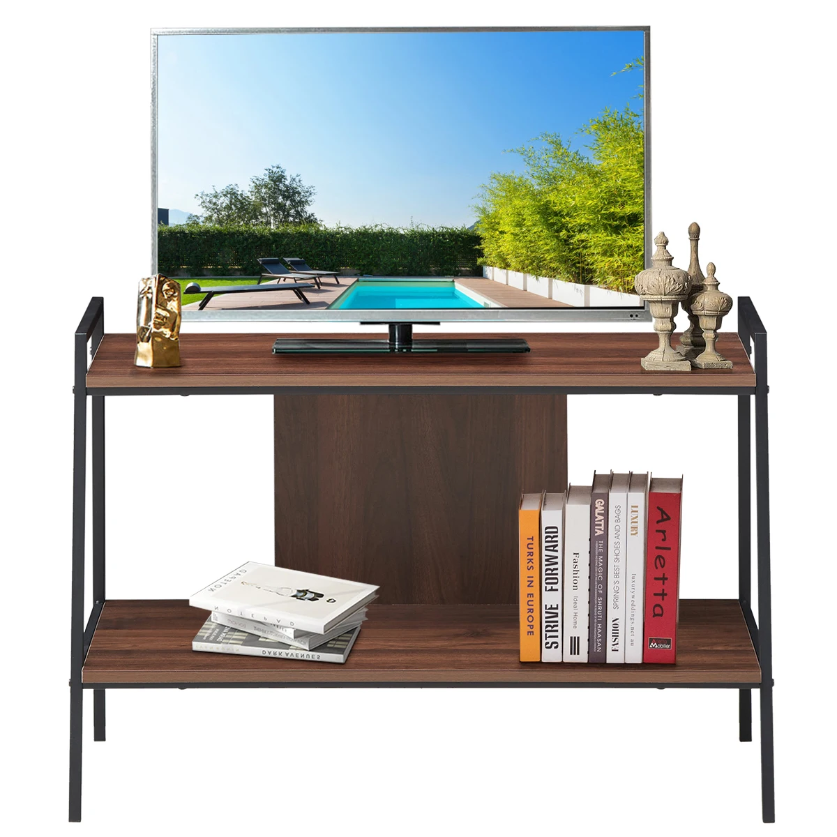 TV wardrobe, 2 Tier TV Shelf, TV table for television up to 32 inches, TV Entertainment Center for living room