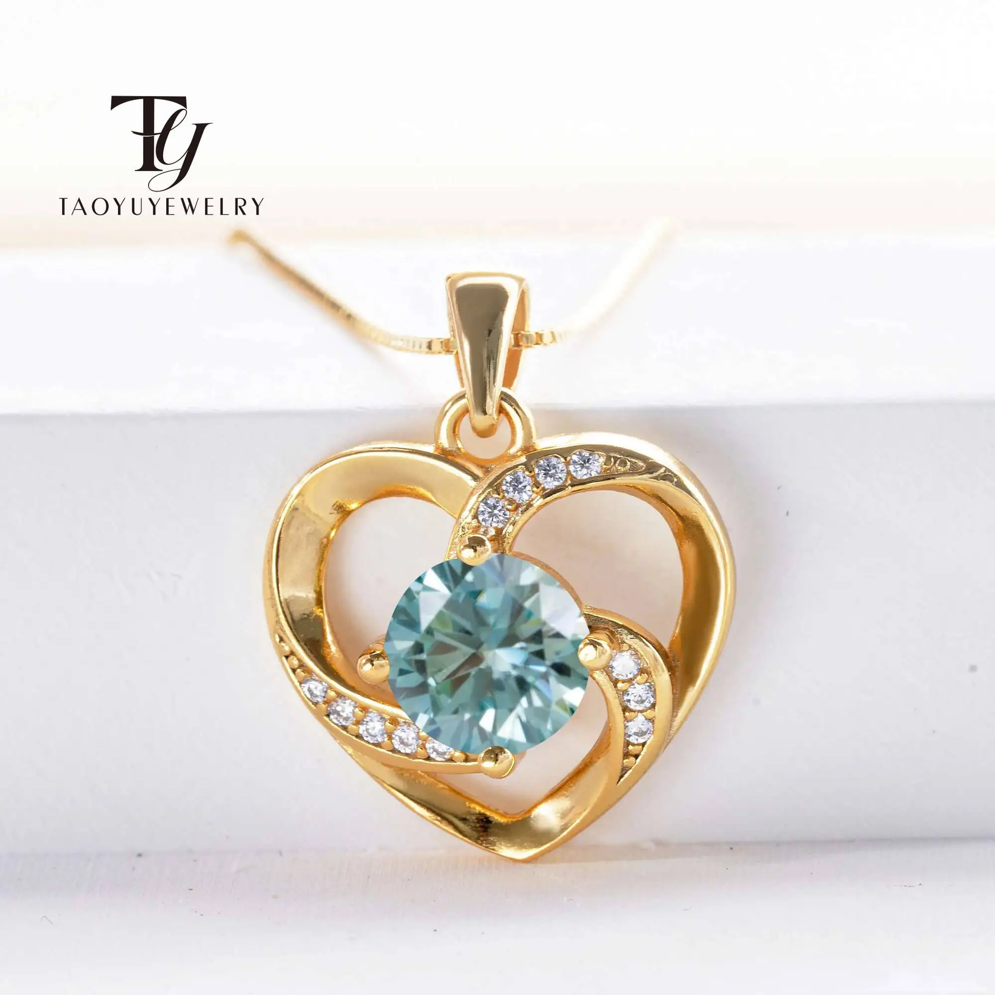 

Colorful Moissanite Pendant Necklace 1CT 6.5mm Royal Blue Labdiamond Pendant Necklace 925 Sterling Silver Luxury Fine Jewelry