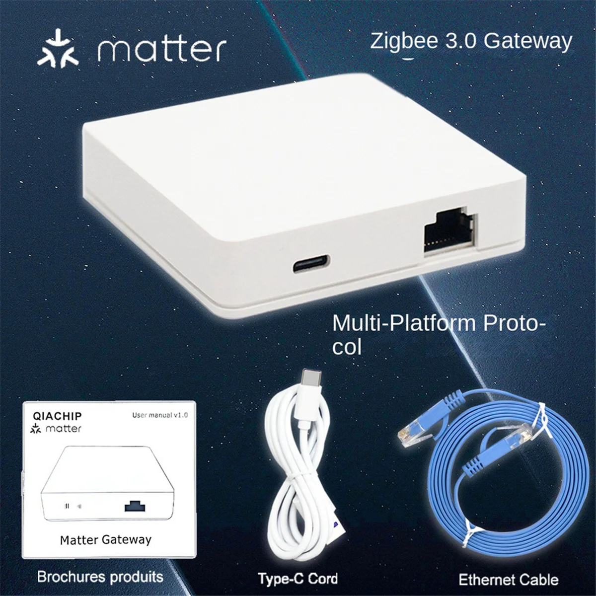 Matter Zigbee 3.0 Wired Gateway Hub Smart Home Bridge Matter Gateway Hub Siri Voice Control for Google Alexa Home Kit XY