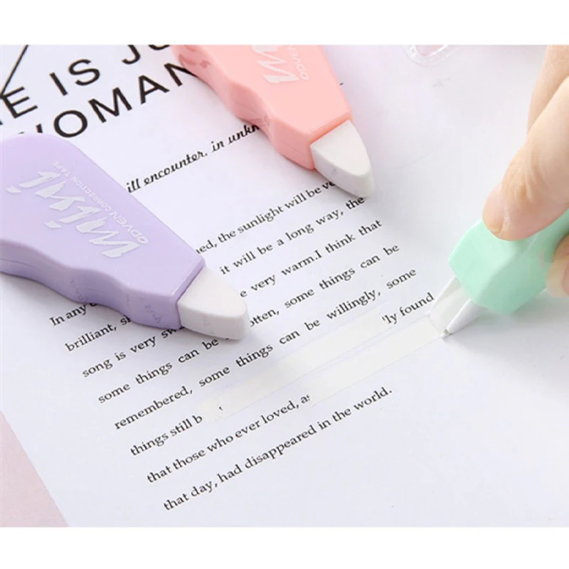 6 pçs/set fita de correção doce fita de correção bonito macaron cor fita portátil engrenagens suaves fácil cobertura