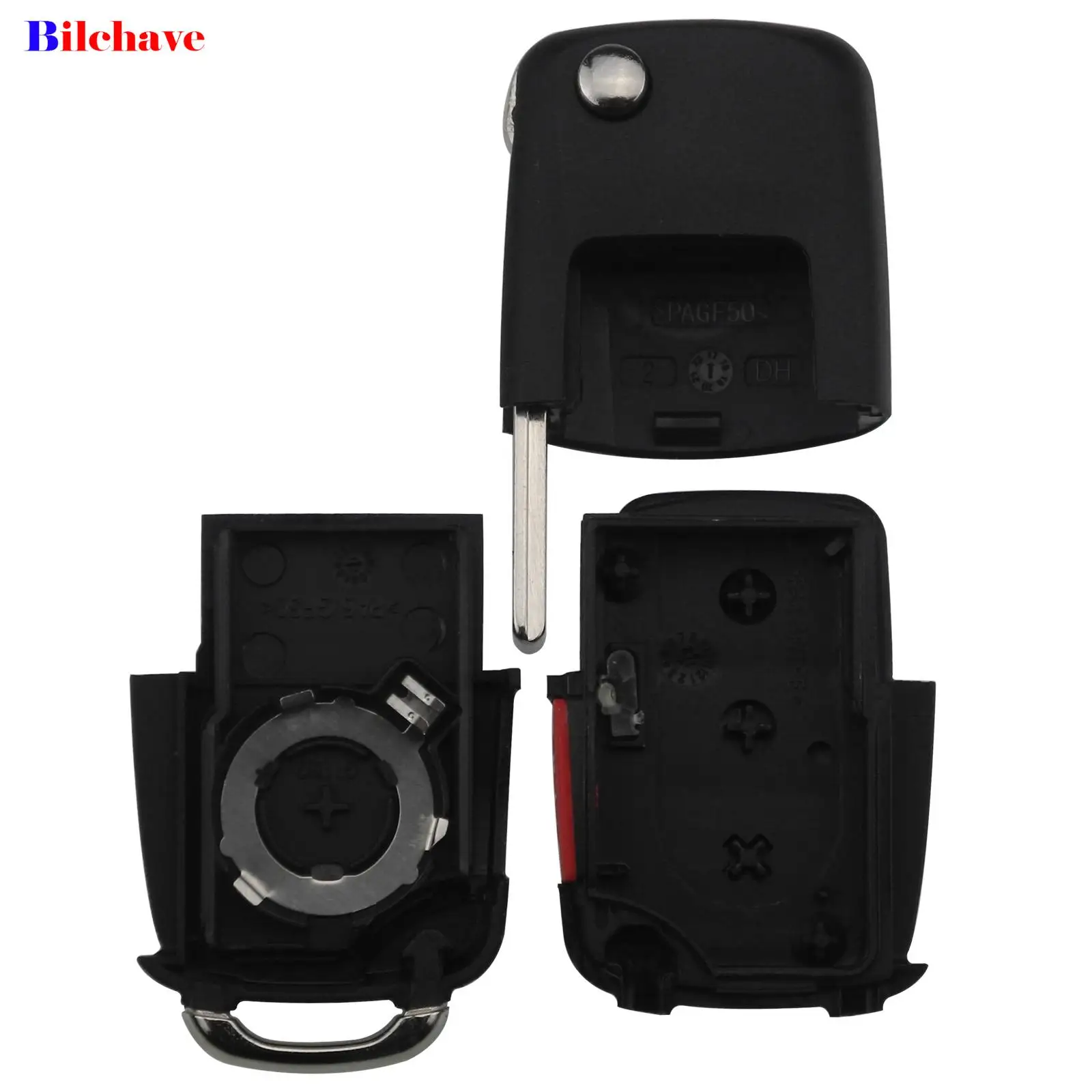 jingyuqin 2/3/4-Tasten Klappbarer Fernbedienungs-Autoschlüsselgehäuse für VW Volkswagen Polo Golf MK6 Tiguan Touareg 202AD 202Q HU66 Klinge