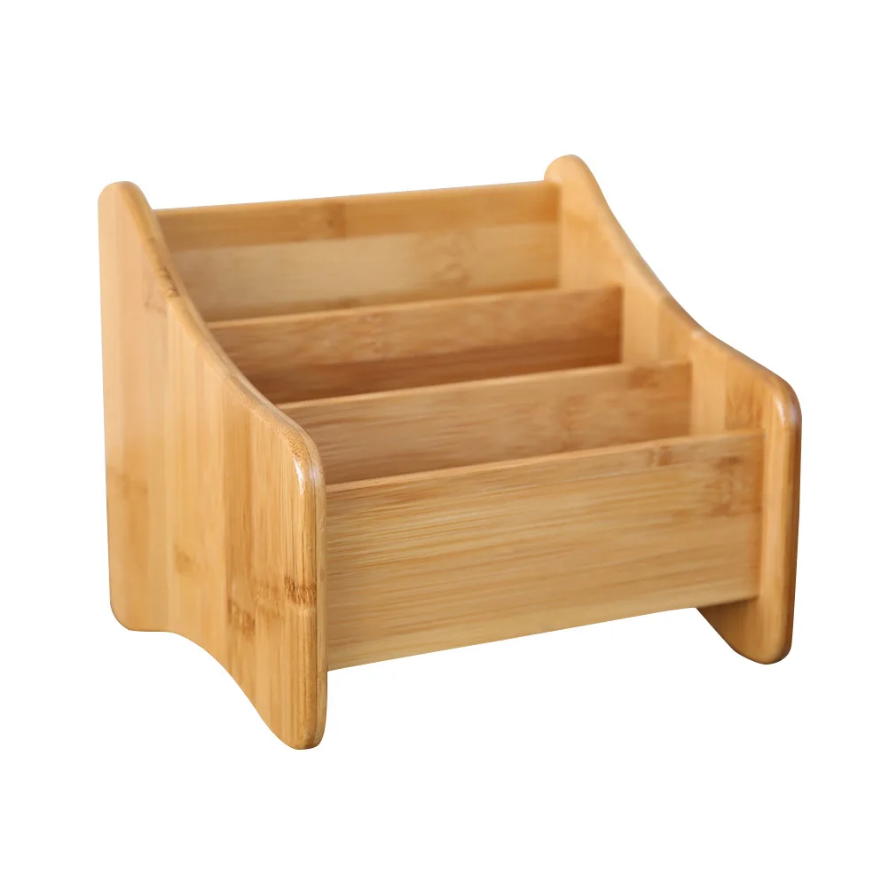 Schreibtisch-Organizer aus Bambus, 3-Gitter-Aufbewahrungsbox für Fernbedienung, Snacks, Kosmetik, Heimbüro, Halter, multifunktionale Tischaufbewahrung