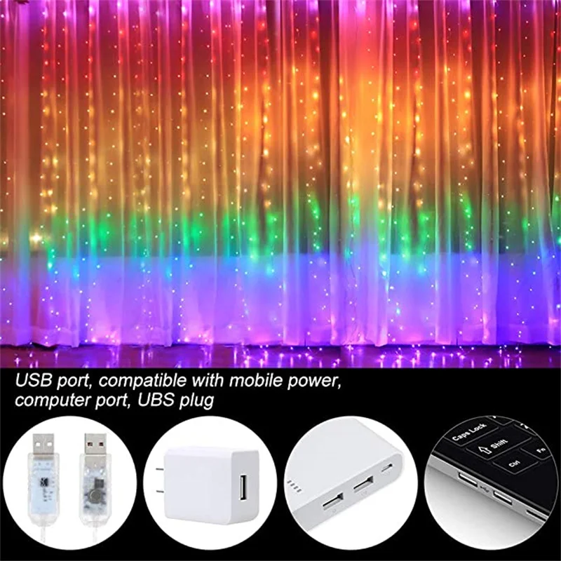 3M tenda stringa luce USB telecomando arcobaleno fata luce 8 modalità lanterna impermeabile stringa per la casa/festa/decorazioni di nozze