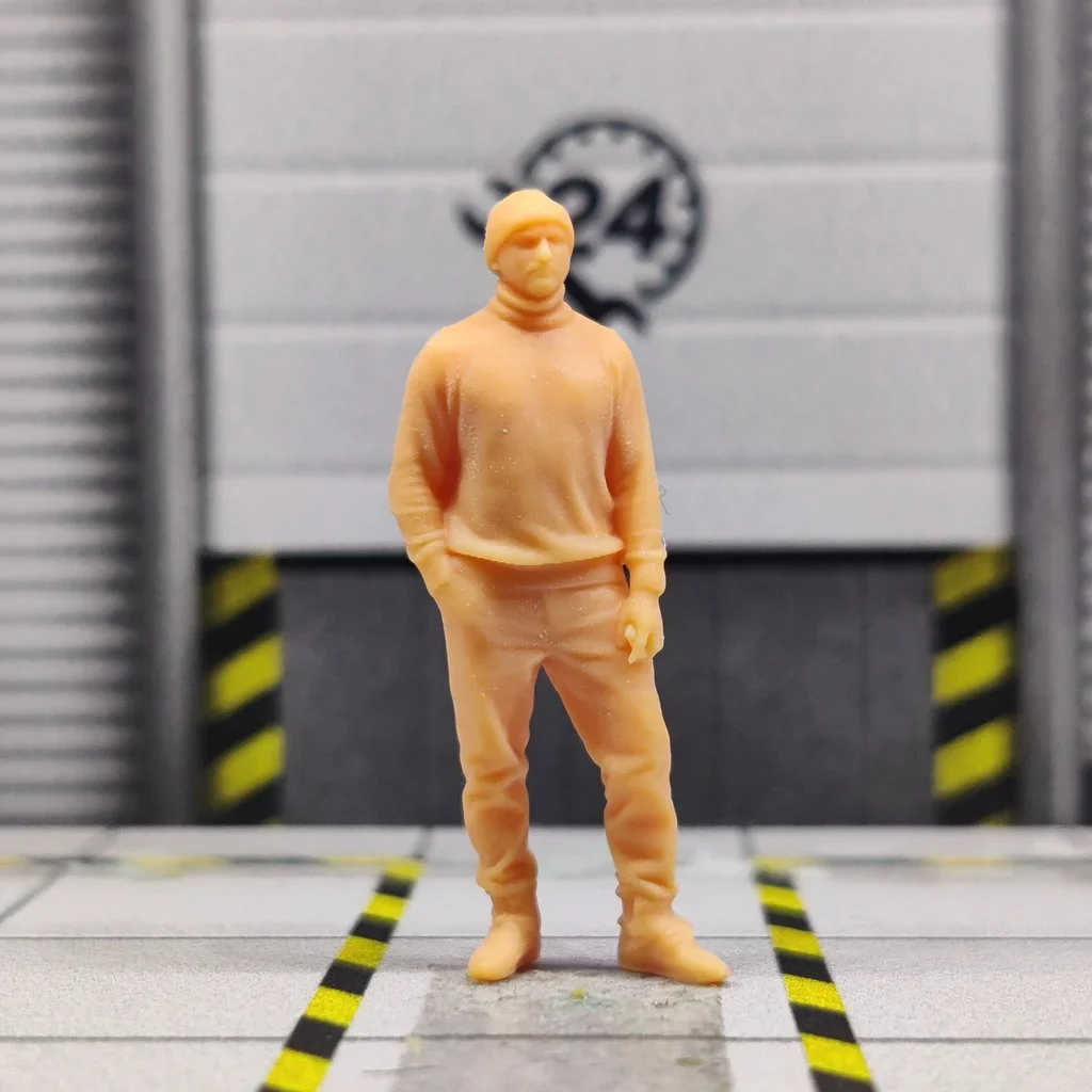 1/64 1/43 Modell Resin doll gewebte Hut Tasche Mann ungefärbte Miniatur Diorama Hand-painT114
