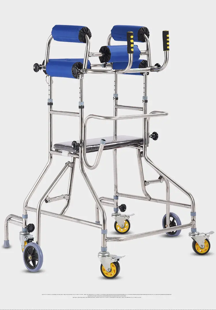 Heavy-Duty Adult Patient Rehabilitation & Elderly Care Rollator Walker With Assisted Standing Frame Adjustable Height