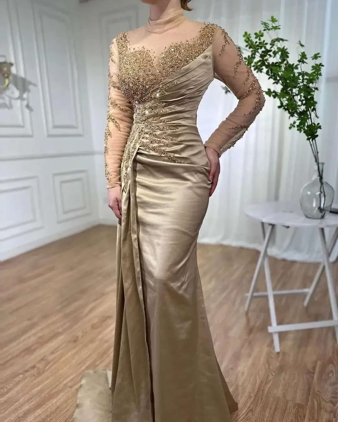 

Sexy Mermaid Evening Dress One Shoulder Pleats Satin Long Formal Gown for Women Party Prom Celebrity Vestidos De Longo
