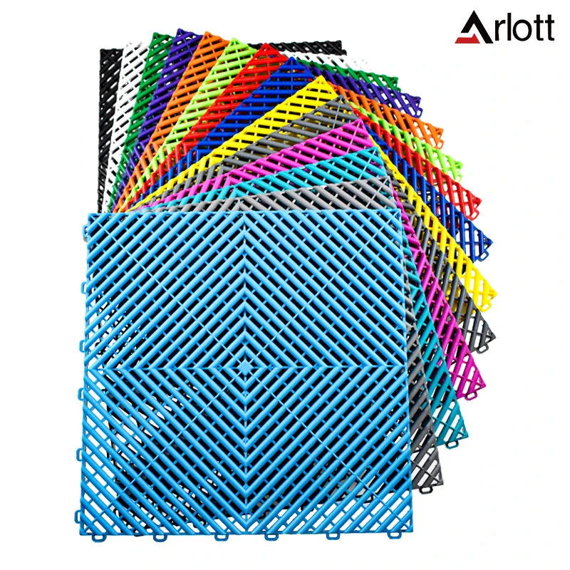 

Plastic Garage Tiles 40x40CM Modular Interlocking Drainage Mat for Carwash Vehicle Repair Workshop