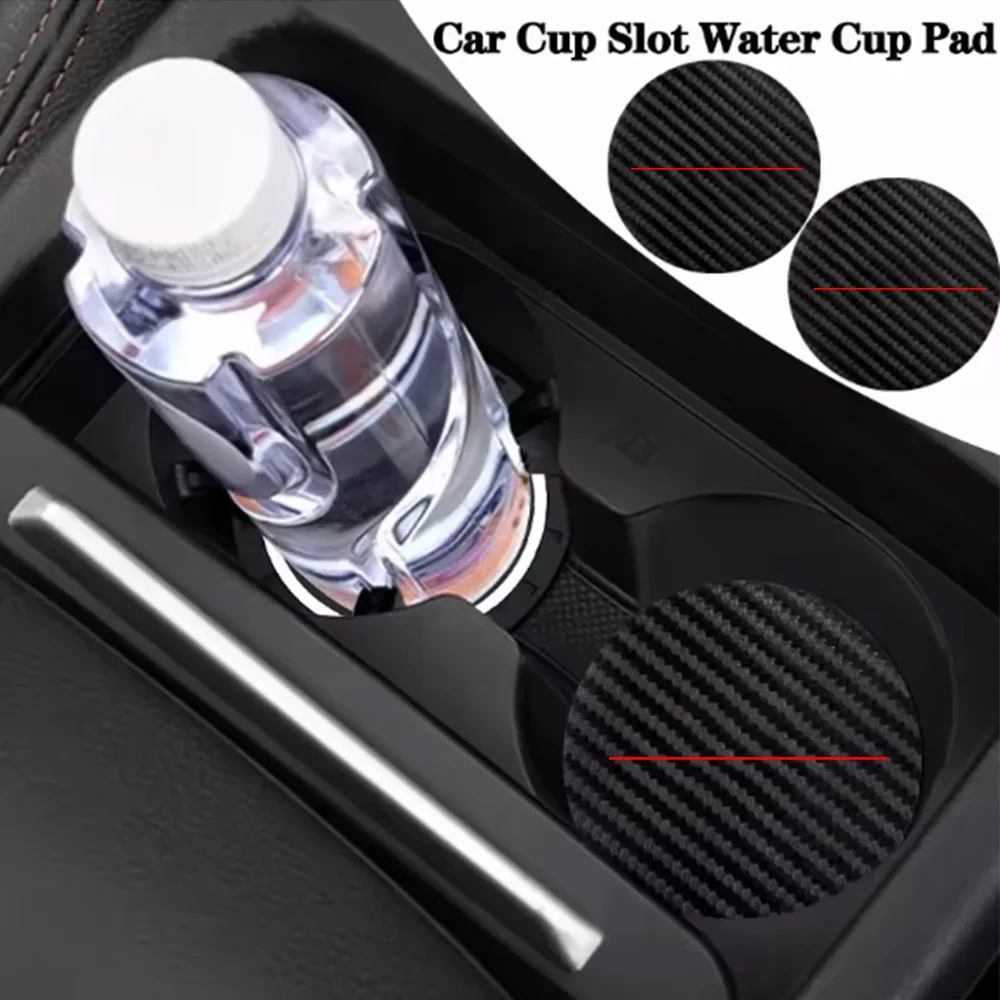 Single-Line Red Car Interior Accessories Carbon Fiber Pattern Water Cup Mat Car Accessories Collection Non-Slip Mat Cute Cartoon Storage Slot Decorative Storage Mat