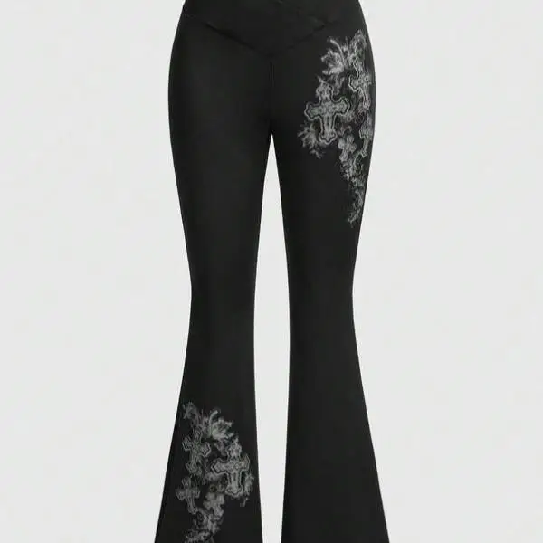 

Slimming Crossed Print Casual Pants High Waist Straight Leg Men's Women's Neutral Faion High Street Sle Winter Collection