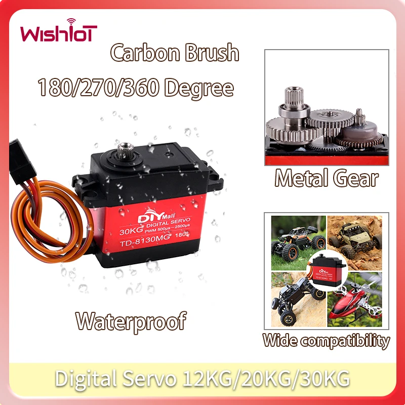 Digitale Servo 12-35KG 180/270/360 Graden Grote Koppel Waterdichte Koolborstelmotor 4.8 V-8.4 V voor DIY RC Auto Vliegtuig Robot Speelgoed