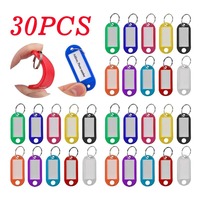 10/20/30Pcs Mutil Colors Plastic Key Tags with Card Label for DIY Keychain Kit Luggage Tag Hotel Number Classification