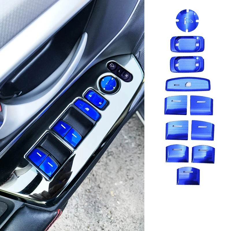 11PCS for Honda CRV CR-V 2017-2021 Car Aluminum Window Lift Switch Button Sticker Cover Trim Decor Accessories,Blue