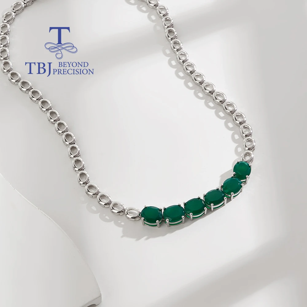 2026 Light Luxury elegant May Birthstone Natural green agate Necklace 925 Silver fine jewelry women's anniversary birthday gift