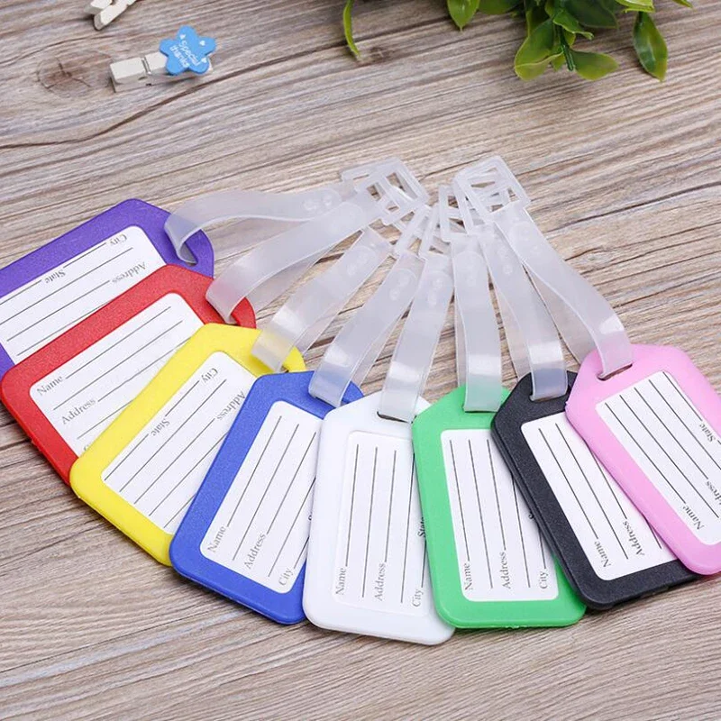 Simple Solid Color Plastic Luggage Tag Women Men Travel Suitcase ID Address Holder Baggage Tags Boarding Bag Portable Label