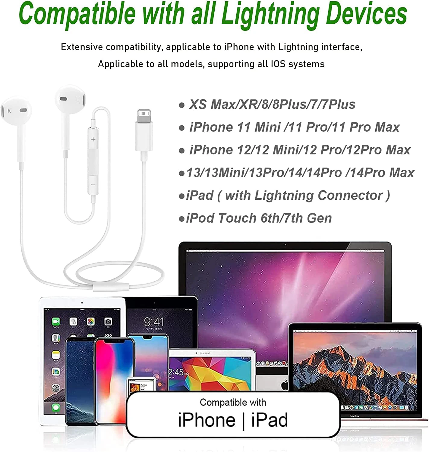 Original Headphones For Apple iPhone 16 15 14 13 11 12 Pro Max Plus In-ear Lightning 3.5MM Wired Bluetooth Earphones Accessories - view 5