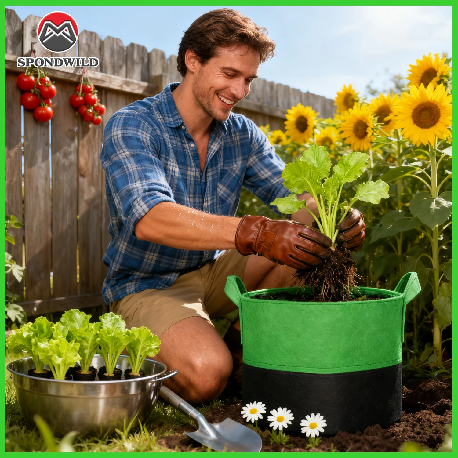 1 Pack Large Grow Bags for Potato Tomato - 5/7/10/15 Gallon Thickened Nonwoven Fabric Planters with Handles