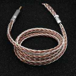 Mixed Braid Headphone Upgrade Cabo, prata pura e único cristal cobre, 8 núcleos, SE846, SE535, UE900S, ED12, TRN, V80, V20