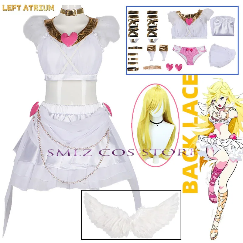 Panty & Stocking Anarchy With Garterbelt Cosplay Costume Lolita Fancy Dress Angel Wing Gown Halloween Party Play Clothes Outfit