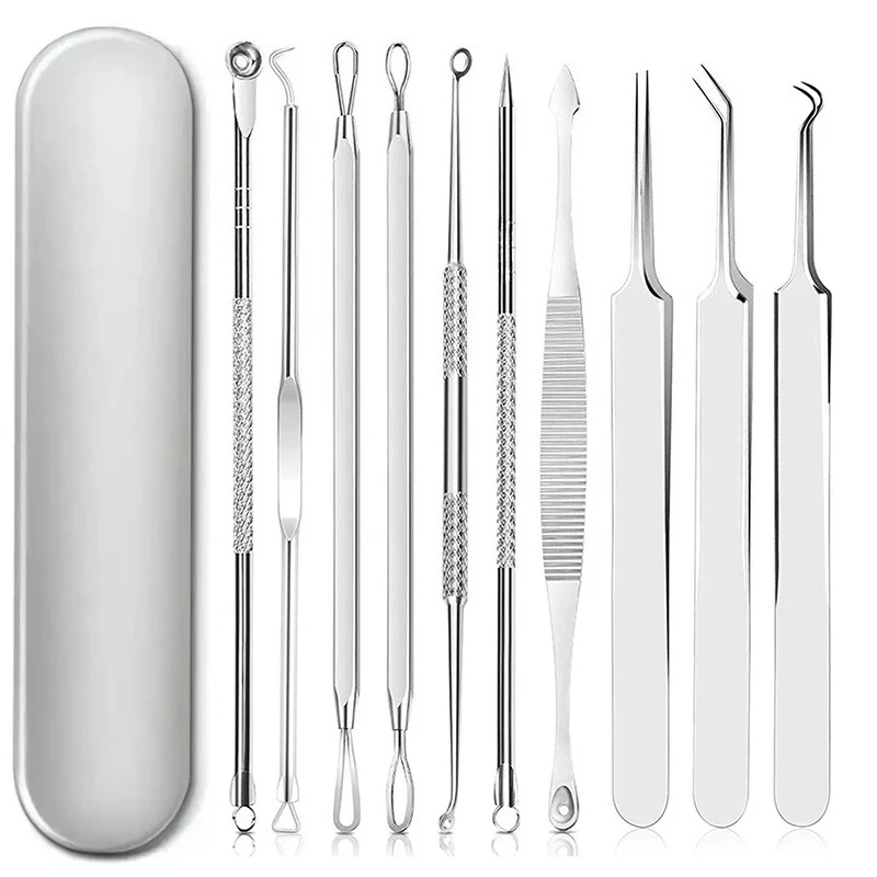 Mee-eter verwijderaar 10 stuks Professioneel puistje Comedo Extractor Tool Acne Removal Kit - Behandeling voor puistjes, mee-eters, Z
